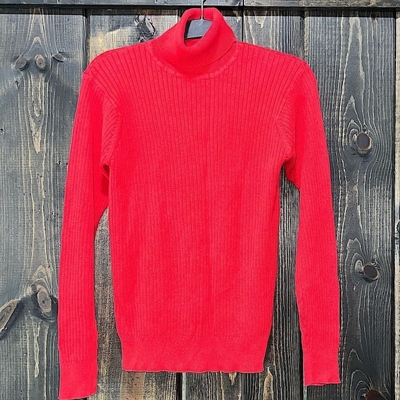 Abercrombie & Fitch Turtleneck Sweater Red M Ribbed Stretchy Vintage Y2K 90s - Picture 1 of 9